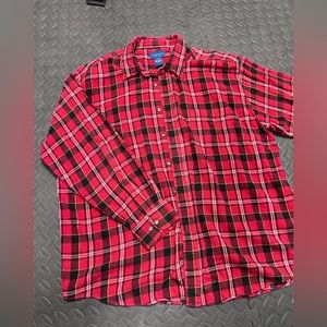 Towncraft Red Plaid Button Up Shirt Mens Size Xl 100%Cotton‎